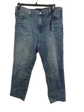 J Brand Ruby High Rise Crop Jeans Raw Hem 100% Cotton Size 32 Blue Denim